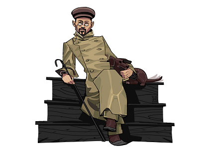 Day Three. Chekhov art dog draw illustration novelember poet russian stick writer