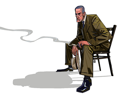 Day Five. Mayakovsky art chair cigarette draw hat illustration novelember poet sit smoke smoking writer