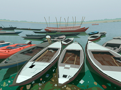 boats 2d art background digital enviroment illustration motion speedpaint