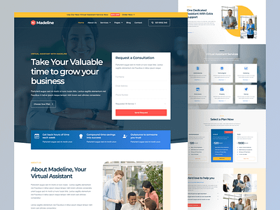 Madeline - Virtual Assistant Website Template assistant business call center company consultant consulting corporate design elementor figma landing page landingpage secretary services template ui virtual assistant web page website wordpress