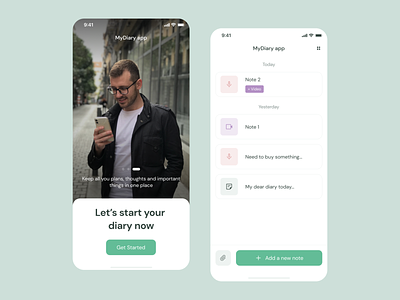 MyDiary App app design audio case study colorful diary guidelines ios notes onboarding planner product design user experience user interface video