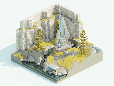 Beam Emitter 3d 3d art blender diorama energy environment game game art halo illustration isometric low poly nature sci fi