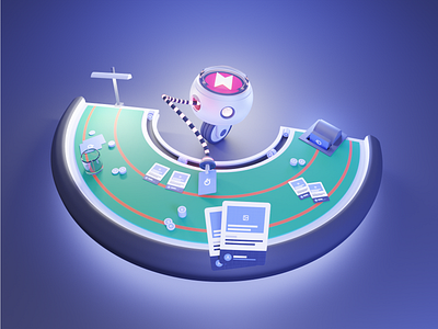 Croupier 3d ai algolia b3d blender blender3d bot cards casino croupier dealer design illustration poker recommend robot ui