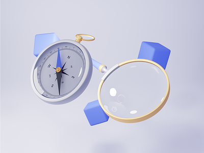 Search vs. Discovery 3d abstract algolia b3d blender blender3d compass design discovery illustration magnifier search vintage