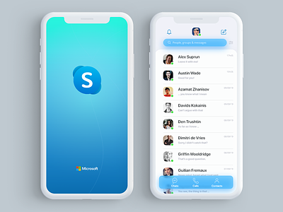 Skype | #brasiluiawards adobe xd blue brasil brasiluiawards call challenge clean redesign skupe talk ui ux xd xd design