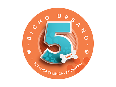 Bicho Urbano five years badge badges brand celebration illustrator design pet app pet shop photoshop
