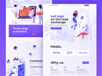 Leads sell & buying platform landing page design. clean design illustration landing landing page minimal product site web webdesign