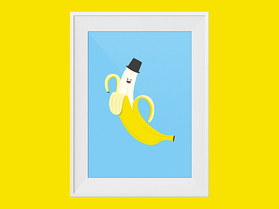 Happy banana art banana delicious food happy hat illustration poster smoothie