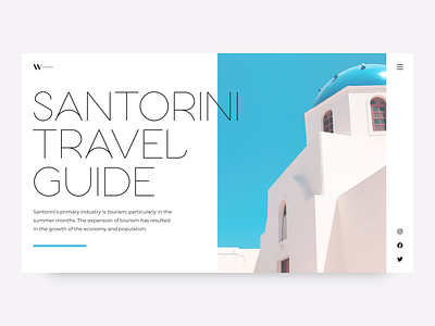 Hero Image • Font Aglaia Hairline cover greece guide hero image hero section interface landing page product design product page promo santorini travel typography ui ui design