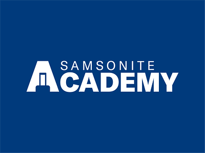 Samsonite® Academy - Logo Design brand branding dark blue graphic design icon logo logo design logotype negative space negativespace samsonite suitcase travel bag traveling vector wordmark