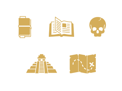 Adventure Icons adventure book icons illustration journal journey map skull temple treasure