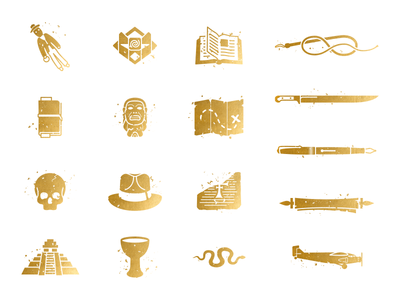 Adventure Icons - Final Set adventure airplane book fedora gold icons iconset illustration indiana jones skull sword temple whip