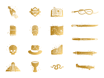 Adventure Icons - Final Set adventure airplane book fedora gold icons iconset illustration indiana jones skull sword temple whip