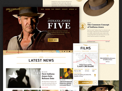 TheRaider.net Landing Page - Concept art direction concept design indiana jones landing logo raider redesign responsive ui ux website