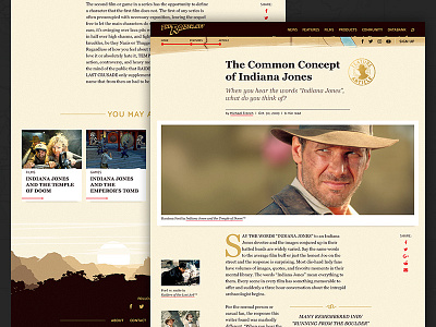 TheRaider.net Article Page - Concept art direction article concept design footer illustration indiana jones redesign responsive ui ux website