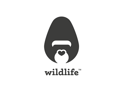 Thirty Logos Challenge #5 - Wildlife brand branding gorilla heart heart nose logo logo design minimal thirty logos thirtylogos wildlife