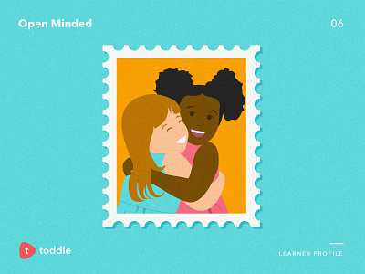 Open Minded characters girls hug illustration kids learner profile open minded smile stamp toddle