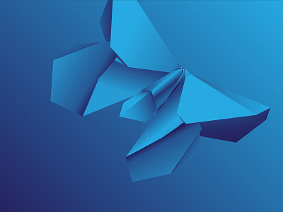 Origami Series 02 blue butterfly digital gradients graphic origami