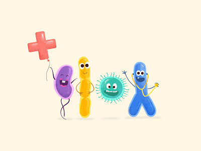 The "good" bacterias bacteria character design characters cute health healthcare medical microbes