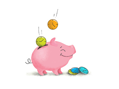 Save Time graphic design illustration kids piggy bank save time spot illustration time toddler website