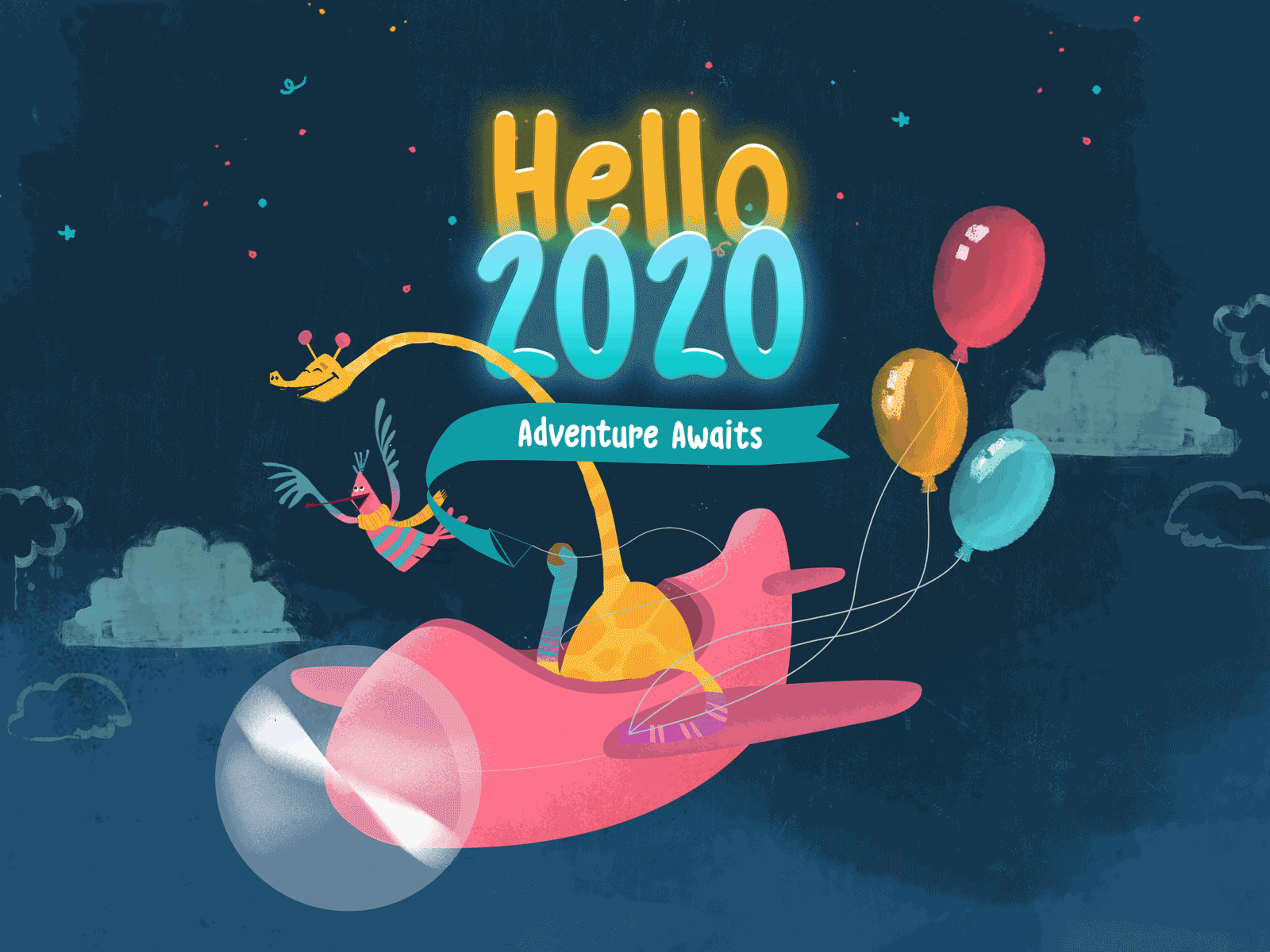 Hello 2020! 2020 gif illustration kids new year