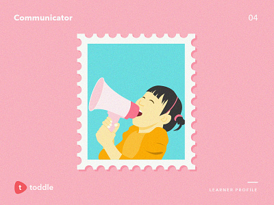 Communicator asian character communicate girl illustration kid loudspeaker stamp toddle