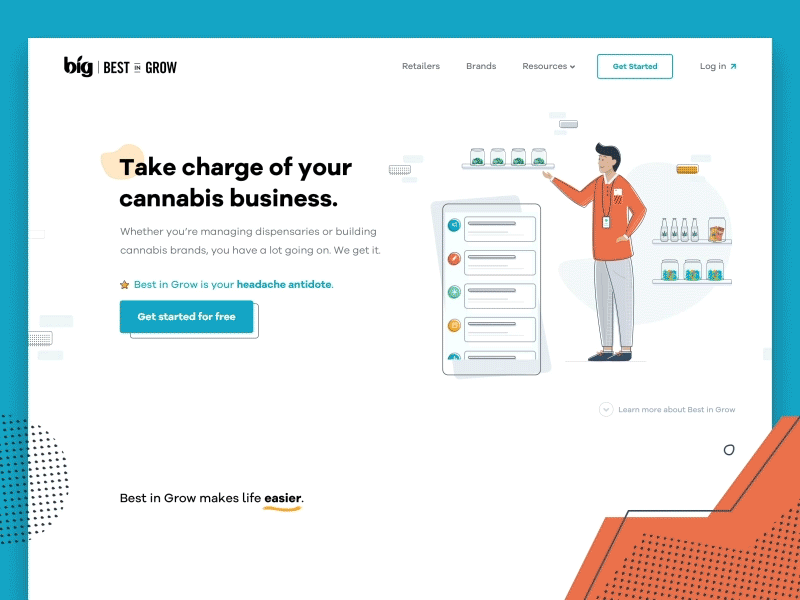 Cannabis software company animation cannabis design gif illustration software website