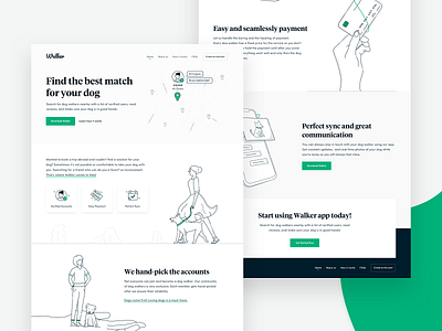 Walker App - Homepage app branding design illustration sketch typography ui ux vector website