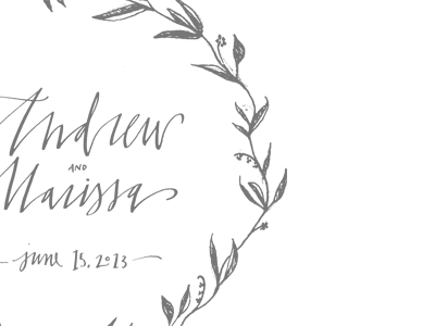 Laurel calligraphy illustration invitations wedding wreath