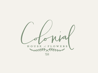 Colonial House Of Flowers branding calligraphy florist hand lettering logo