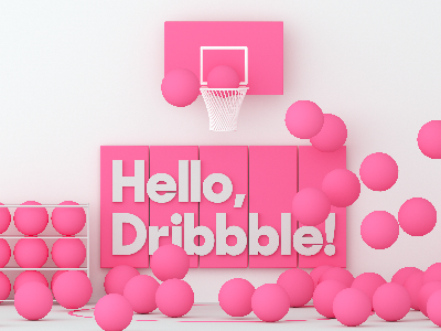 Debut 3d debut dribbble hello illustration pink typography
