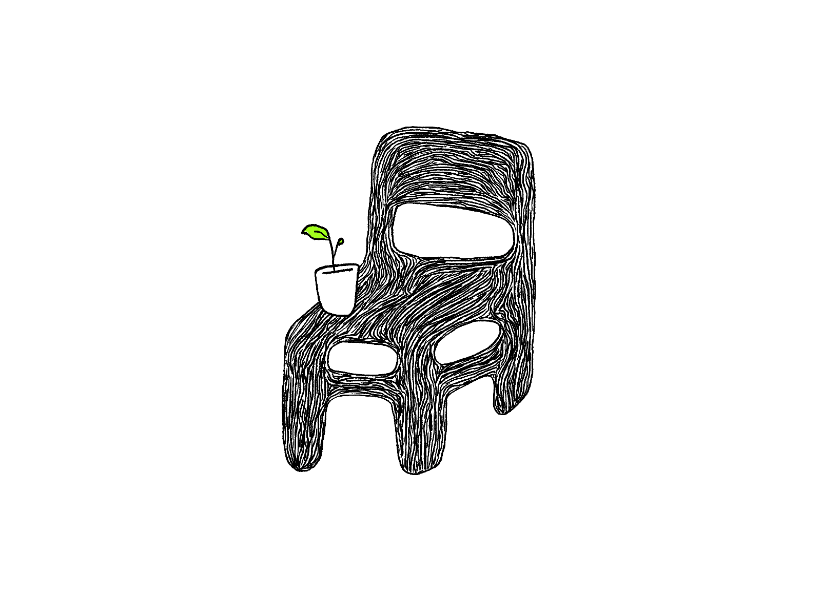 Old chair animation icon illustration logo ui web