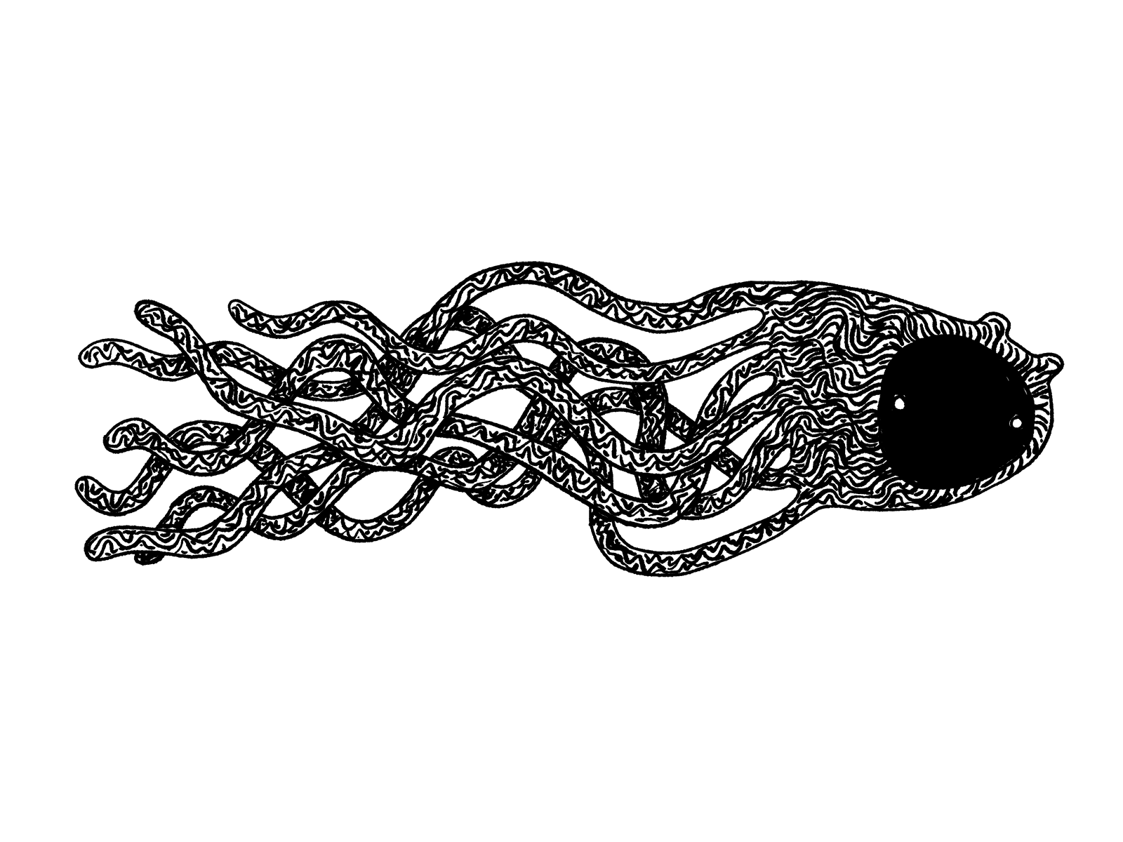 Swim, swim the Sevenfeet animation frame by frame hand drawn icon illustration maggot octopus print