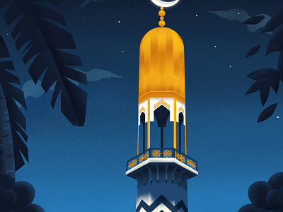 Islamic Night architecture art buidlings city clouds illustration islamic maldives mosque night tropical