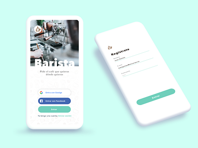 Barista Ap app barista brand coffee design flat login login page registration sketch sketchapp ui ux