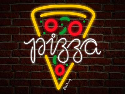 Neon Pizza digital art digital lettering ipad pro lettering neon neon colors neon light pizza procreate typography