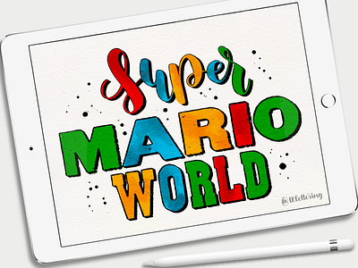 Super Mario World design digital art digital lettering ipad pro lettering mario mariobros nintendo procreate super mario supermario typography