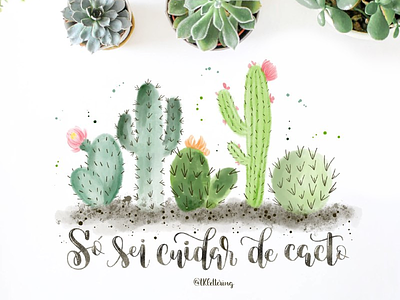 Só sei cuidar de cacto! cacto cactus design digital art digital lettering illustration ipad pro lettering plant procreate typography