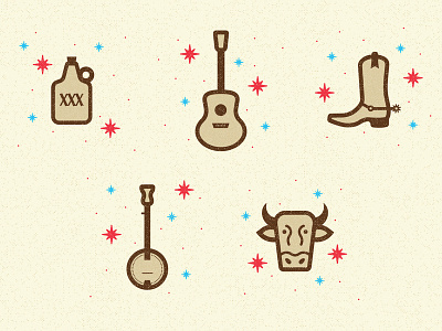 Country Music Icons adobe illustrator branding design icon illustration