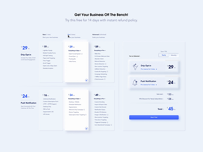 Pricing Page Prototype for A Marketing Automation Product figma marketing automation multiple product pricing neomorphism pricing page pricing table user testing