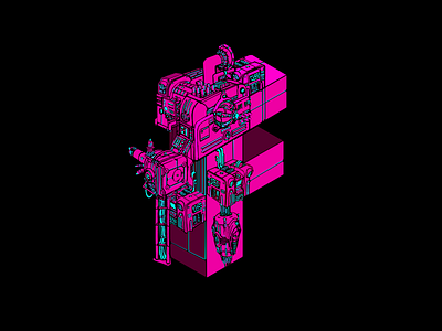 36daysoftype Letter F 2d 36daysoftype 36daysoftype08 artstation concept art cyberpunk fontself futurism futuristic illustration machineman mrmachineman robot robotics scifiart typography