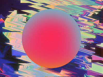 Contraposition abstract art glitch magenta sphere