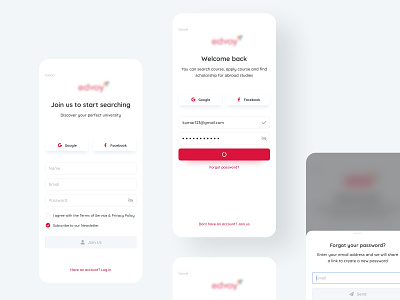 Log In and Sign Up Flows account android app design branding flow forget password form field ios app design iphone x join login mobile onboarding registration page signup user experience design user interface design welcome screen