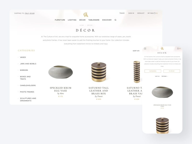 Categories application brand identity branding category page ecommerce filters furniture handmade interface marketplace mobile product page selected shop store typography user experience design user interface design web website