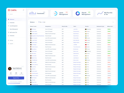 Leave Management dashboard view admin analytics app clean crm dashboard data finance financial interface leave management product design report table typography ui user experience design user interface design ux web