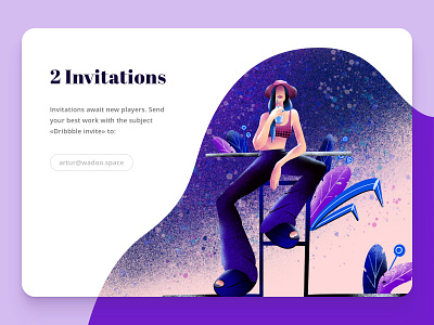 Pick up Your Two Invitations 2d character download draft flora flowers girl gradient illustration interface invitation invites leaves nature pink plant typeface ui ux web