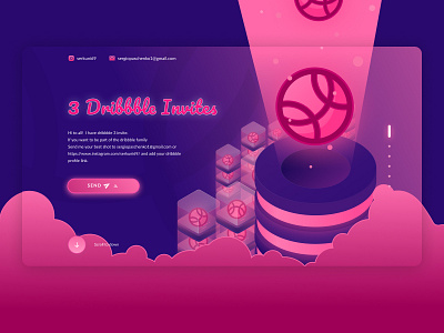 3 Dribbble invites 🎈 dribbble invitation dribbble invite illustraion landingpage ui