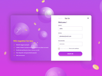 Lottery — Sign up design illustration typography ui ux vector