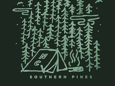 Southern Pines T Shirt Option hand north carolina outdoors pines script texture trees