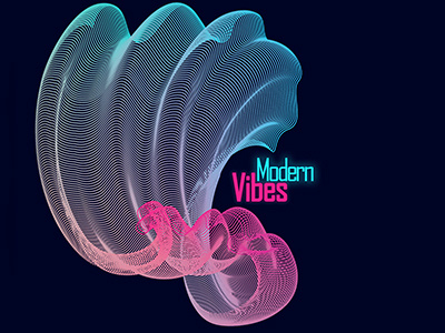 Modern Vibes colorful digital art lines vector art waves